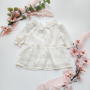 Janie and Jack Off White Swiss Dot Chiffon Peplum Top - 12-18 Months